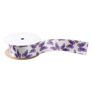 Big Purple Butterfly pattern Satin Ribbon