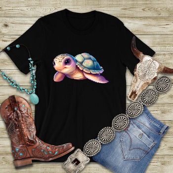 Big Purple Eyed Baby Turtle Graphic T-shirt by PaintedDreamsDesigns at Zazzle