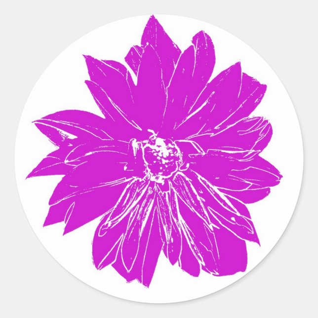 Big purple flower classic round sticker (Front)