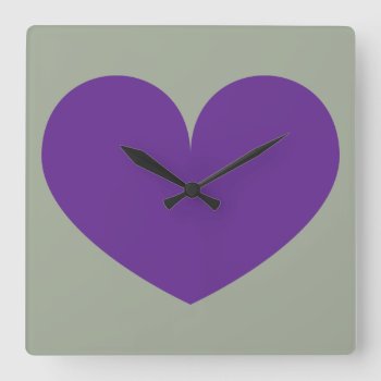 Big Purple Heart Design Wall Clock by HappyGabby at Zazzle