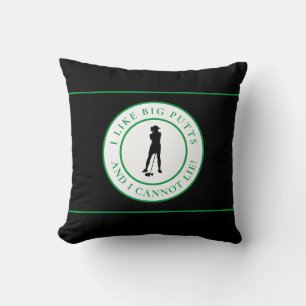 Big Putts Funny Lady Golf Modern Black Green Cute Throw Pillow