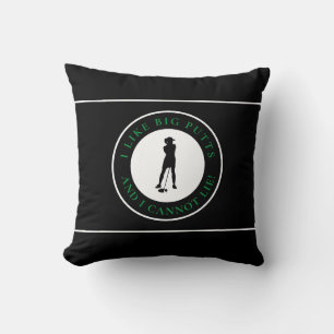 Big Putts Funny Lady Golfer Modern Black Green Throw Pillow