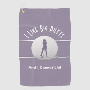 Big Putts Golfer Sports Funny Humor Purple Cute Golf Towel