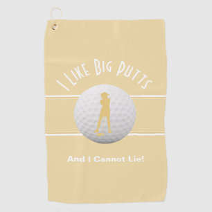 Big Putts Golfer Sports Humor For Her Yellow Cute Golf Towel