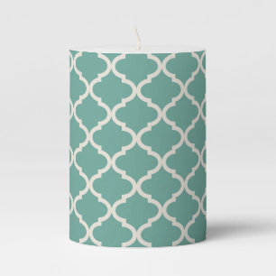 Big Quatrefoil Cream Dark Mint Lamp Shade (Only) Pillar Candle