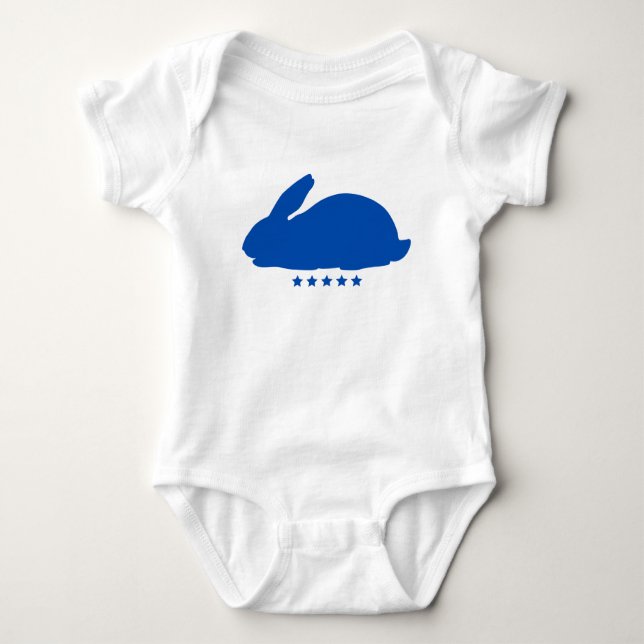 Big Rabbit Silloute in Blue  Baby Bodysuit (Front)