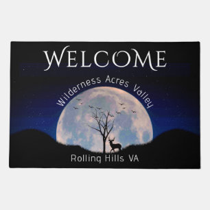 Big Rack Buck Against Full Moon Personal Text Doormat