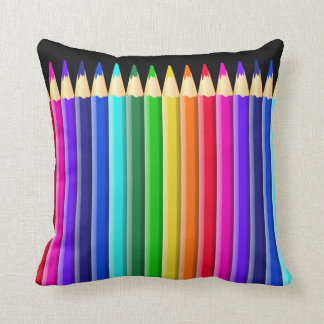 Big Rainbow Colored Crayon (Pencil) Design Throw Pillow