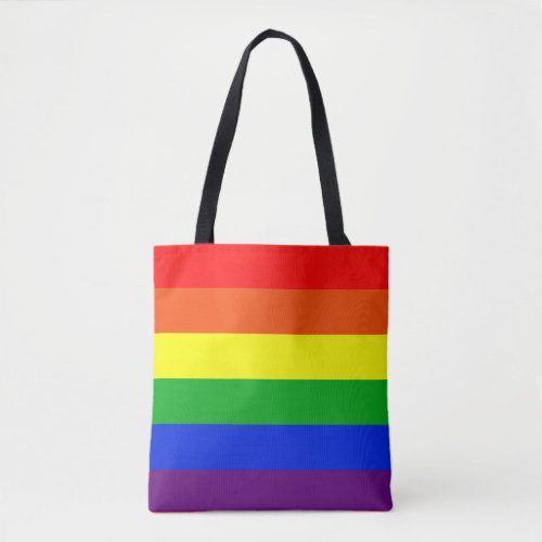 Big rainbow colored stripes tote bag