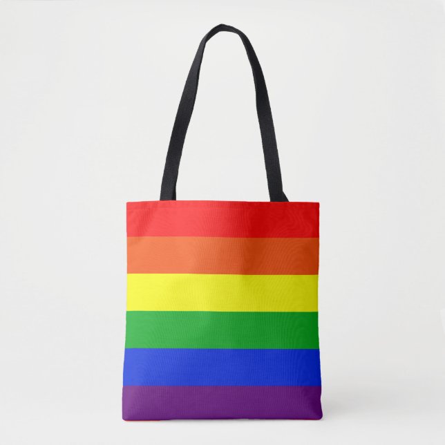 Big rainbow colored stripes tote bag (Front)