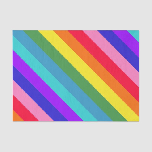 Big Rainbow Diagonal Stripes tissue paper (Front)
