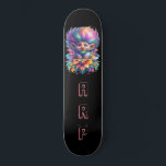 *~* Big Rainbow Hair Troll AP89 Neon Initial  Skateboard<br><div class="desc">(Search code AP89 for Troll items and AP88 for medieval theme items ) Easily Transfer to other Zazzle Products. BLACK background Skateboard. The bright and oh so happy NEON Rainbow colors just pop the TROLL images and LETTERS. Customize / Personalize your INITIALS / MONOGRAM. Whimsical Cute funny Long Hair Troll...</div>