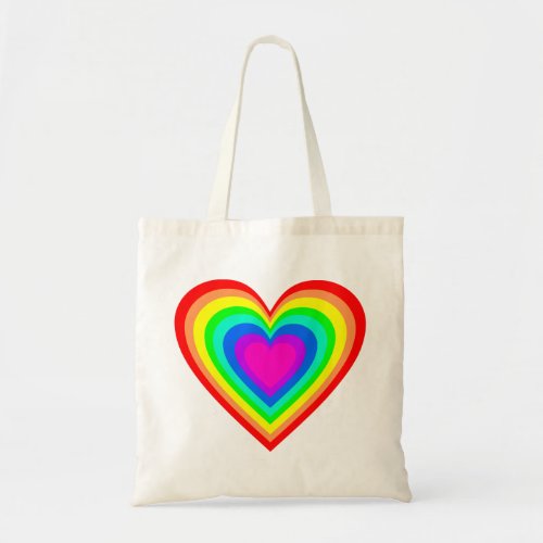 Big rainbow heart tote bag