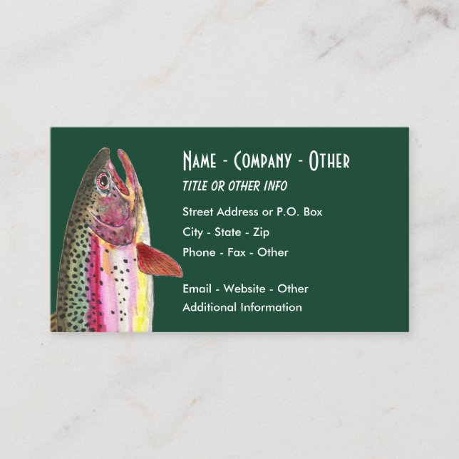 Big Rainbow Trout Fly Fisherman's Business Card (Front)