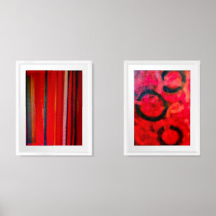 'Big Red" Abstract Diptych Wall Art Sets