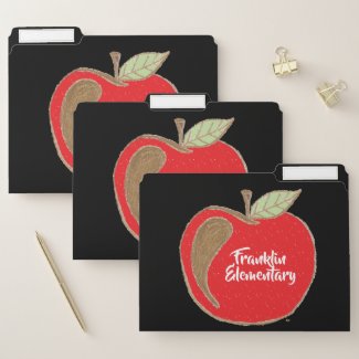 Big red and gold apple school office file folders
