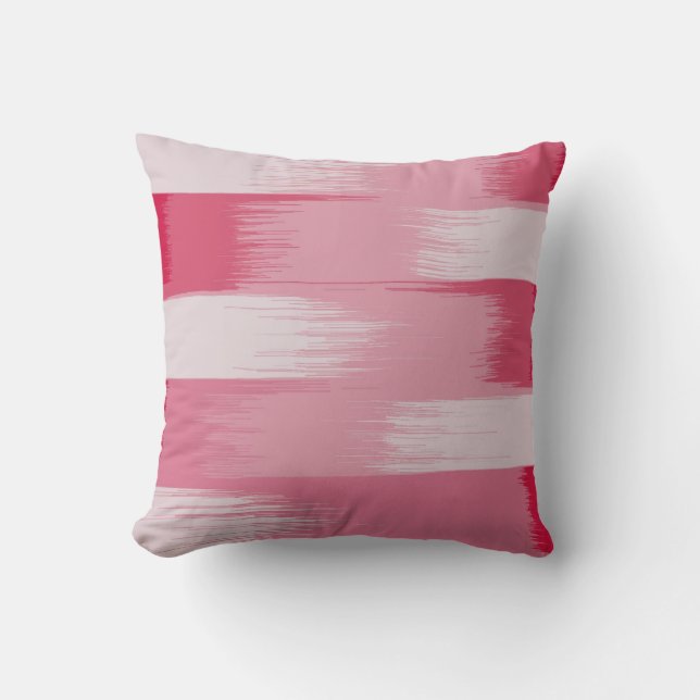 Big Red and Pink Stripes Throw Pillow (Front)