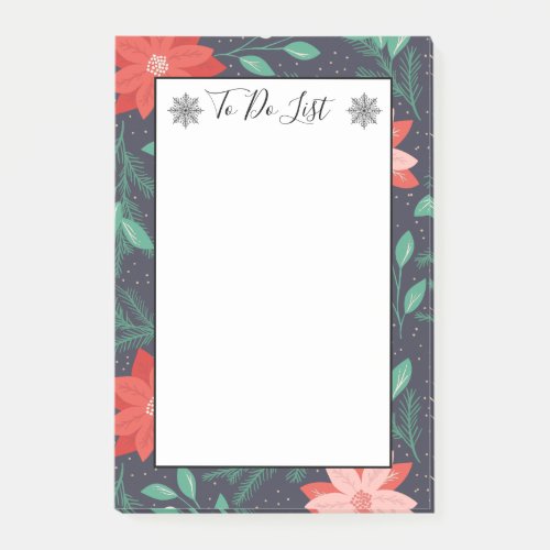 Big Red and White Christmas Poinsettias To Do List Post_it Notes