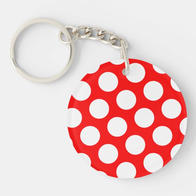 Big Red and White Polka Dots Keychain (Front)