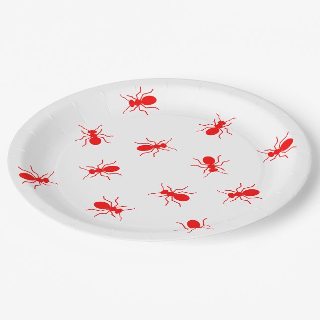 Big Red Ants Funny Picnic Novelty Paper Plates (Angled)