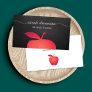 Big Red Apple Chalkboard School Teacher Business Card