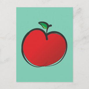 Big Red Apple Drawing Postcard