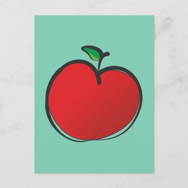 Big Red Apple Drawing Postcard (Front)