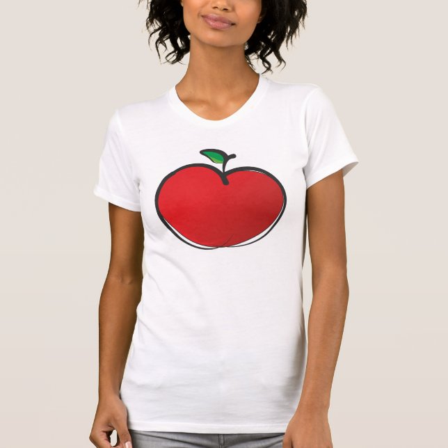 Big Red Apple Drawing T-Shirt (Front)