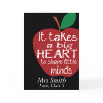 Big RED apple it takes a big heart teacher card Big RED apple it takes a big heart teacher card