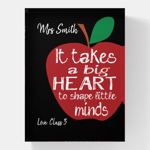 Big RED apple it takes a big heart teacher gift Paperweight