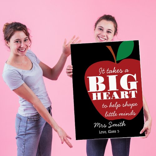 Big RED apple teacher appreciation thank you card