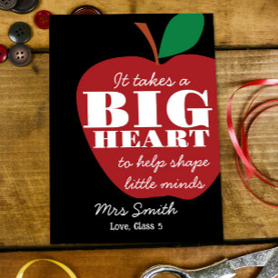 Big RED apple teacher appreciation thank you card