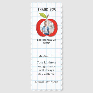 Big Red Apple Teacher Thank You Photo Bookmark  