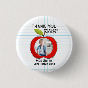 Big Red Apple Teacher Thank You Photo Button  