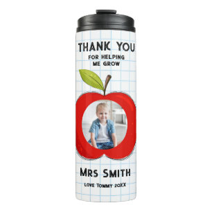 Big Red Apple Teacher Thank You Photo Thermal Tumbler