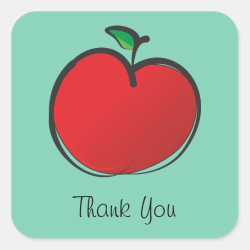 Big Red Apple Thank You Square Sticker