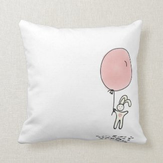 Big Red Balloon Doodle Throw Pillow