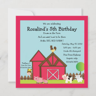 Big Red Barn Birthday Party Invitation
