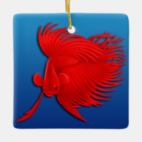 Big Red Betta Splendens Fish Ornament