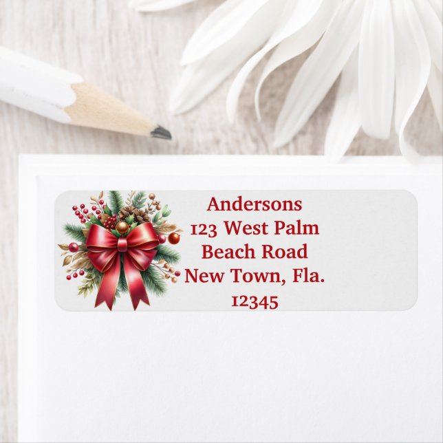 Big Red Bow Return Address Label (Insitu)