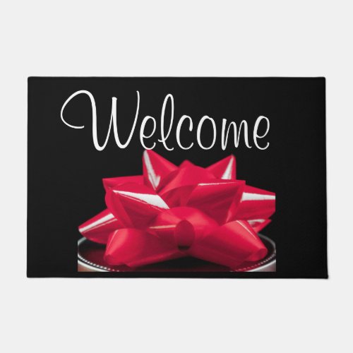 Big Red Bow Welcome Doormat