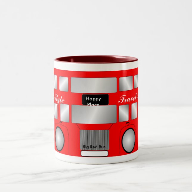 Big Red Bus Two-Tone Coffee Mug (Center)