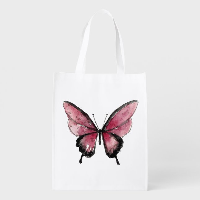 Big Red Butterfly Grocery Bag (Back)