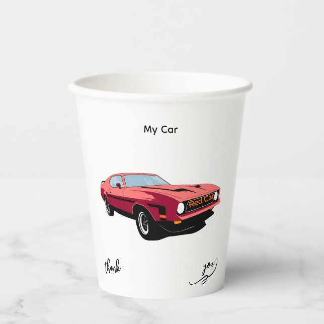 Big Red Car Custom Text Party Cup (Front)