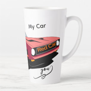 Big Red Car Latte Mug – Custom Text Car Lover