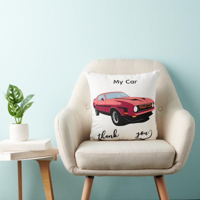 Big Red Car Throw Pillow –Home Décor (Chair)