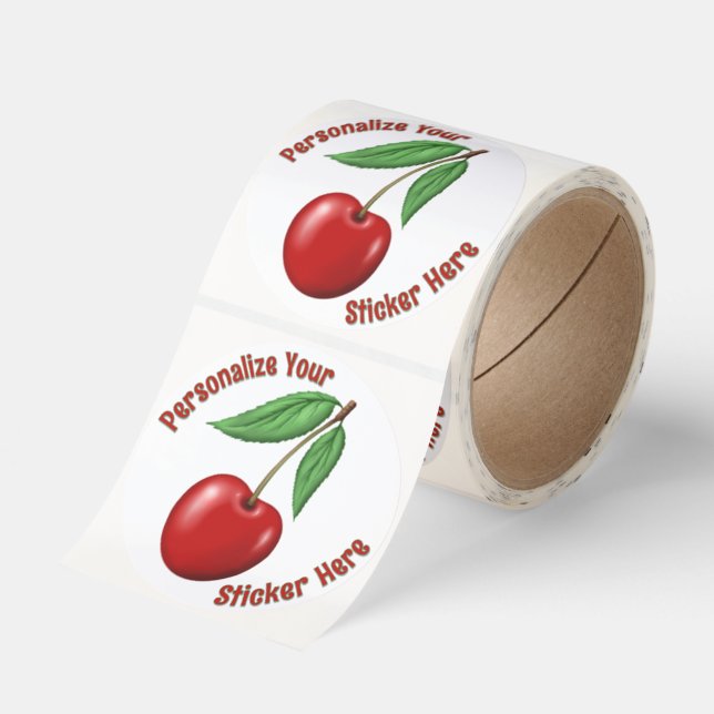 Big Red Cherry Graphic Design Personalized Classic Round Sticker (Roll)