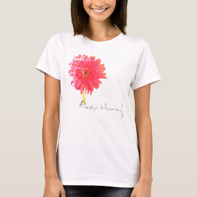Big Red Chrysanthemum Always Blooming T-Shirt Top (Front)