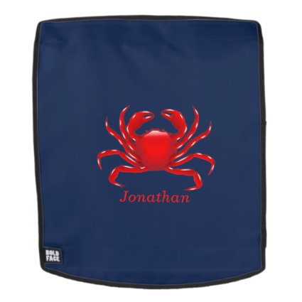 Big Red Crab on Blue Background Back to School