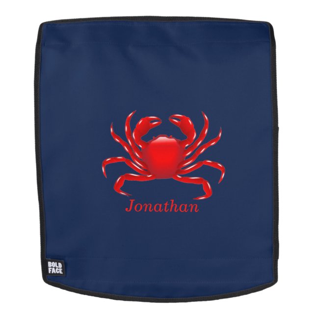 Big Red Crab on Blue Background Back to School Backpack (Removable Face)